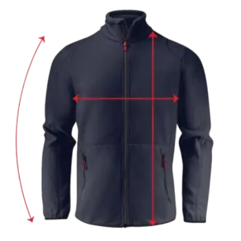 Guide des tailles polaire homme Curalini avec mesures longueur poitrine manches