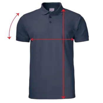 Guide des tailles polo homme Curalini avec mesures longueur poitrine manches
