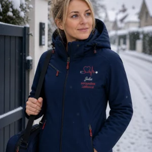 Parka femme marine infirmière libérale personnalisée avec broderie cœur stéthoscope Julie
