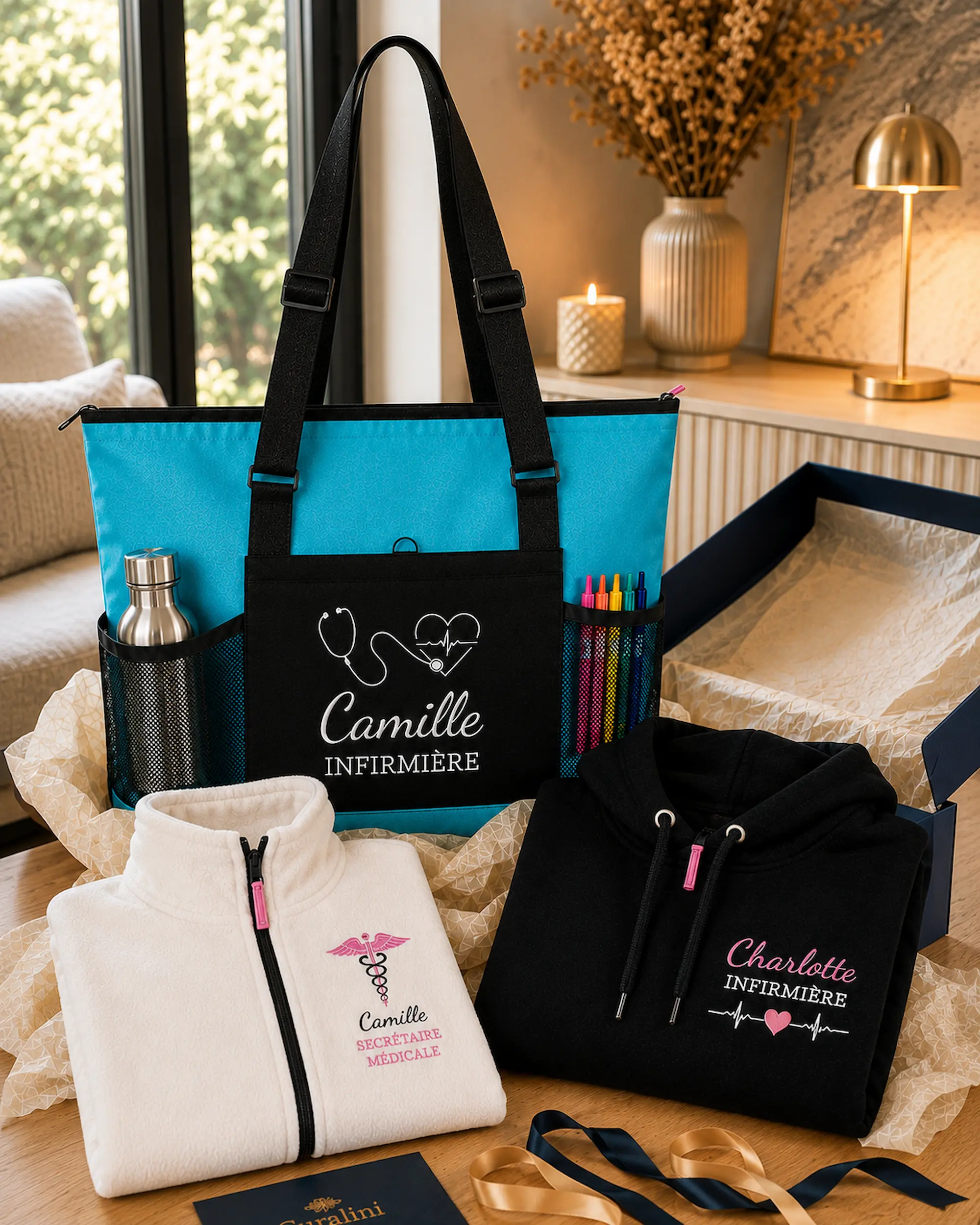 Idées cadeaux personnalisées Curalini pour collègues et soignants