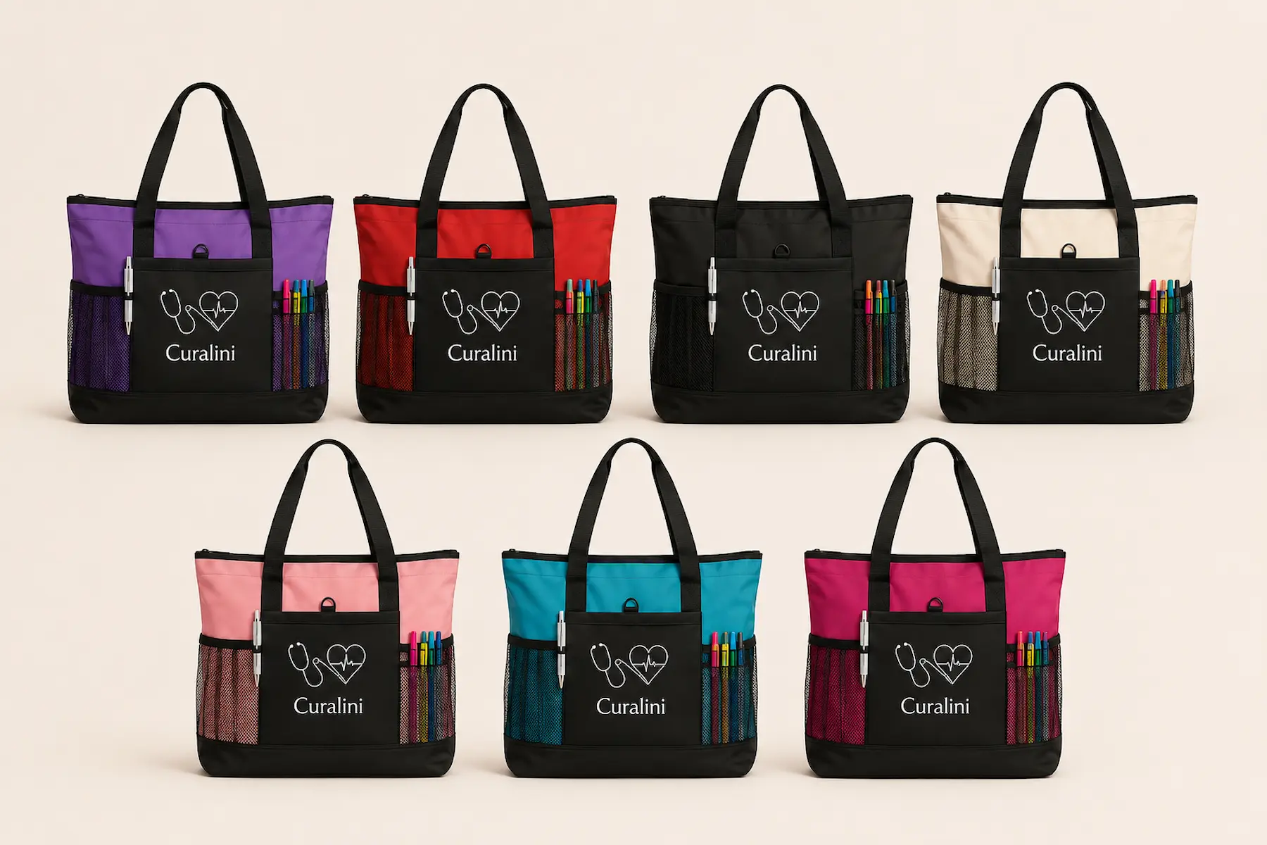 Sacs personnalisés Curalini disponibles en 7 coloris