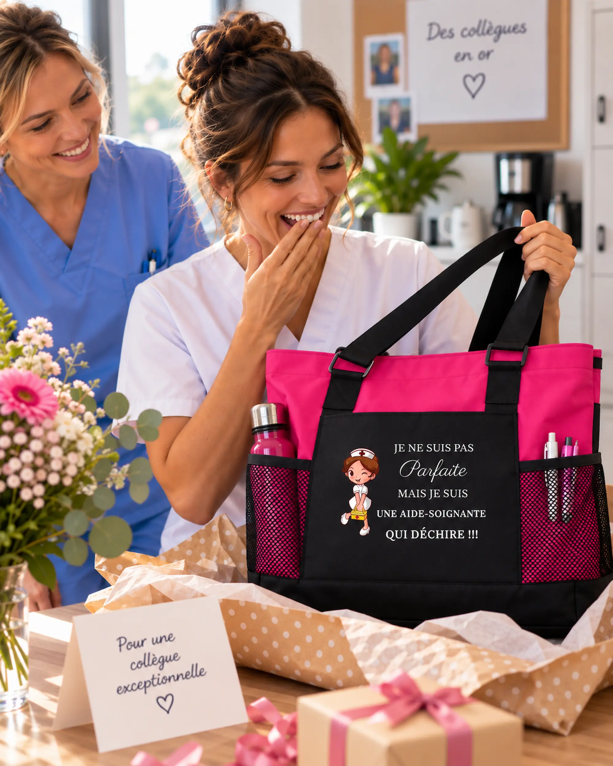 Cadeau humoristique personnalisé offert à une infirmière